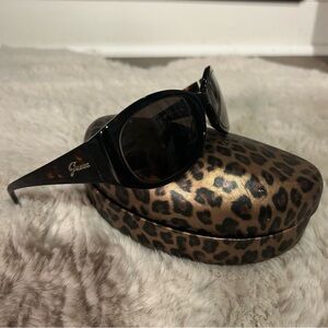 Guess Brown Prescription Sunglasses with Leopard Print Case